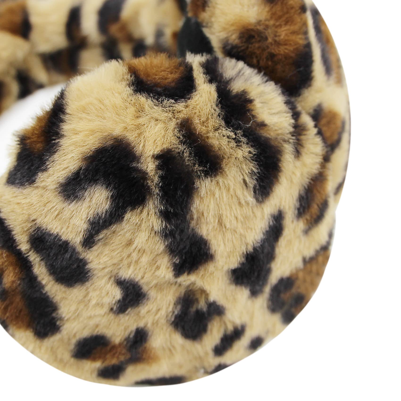 Caviotess Women's Leopard Faux Fur Ear Muffs Fluffy Winter Warm Ear Warmer with Cute Cat Ears