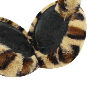 Caviotess Women's Leopard Faux Fur Ear Muffs Fluffy Winter Warm Ear Warmer with Cute Cat Ears