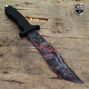 S.S. Fixed Knives Black Fantasy Dragon Fixed Blade Hunting Survival Knife