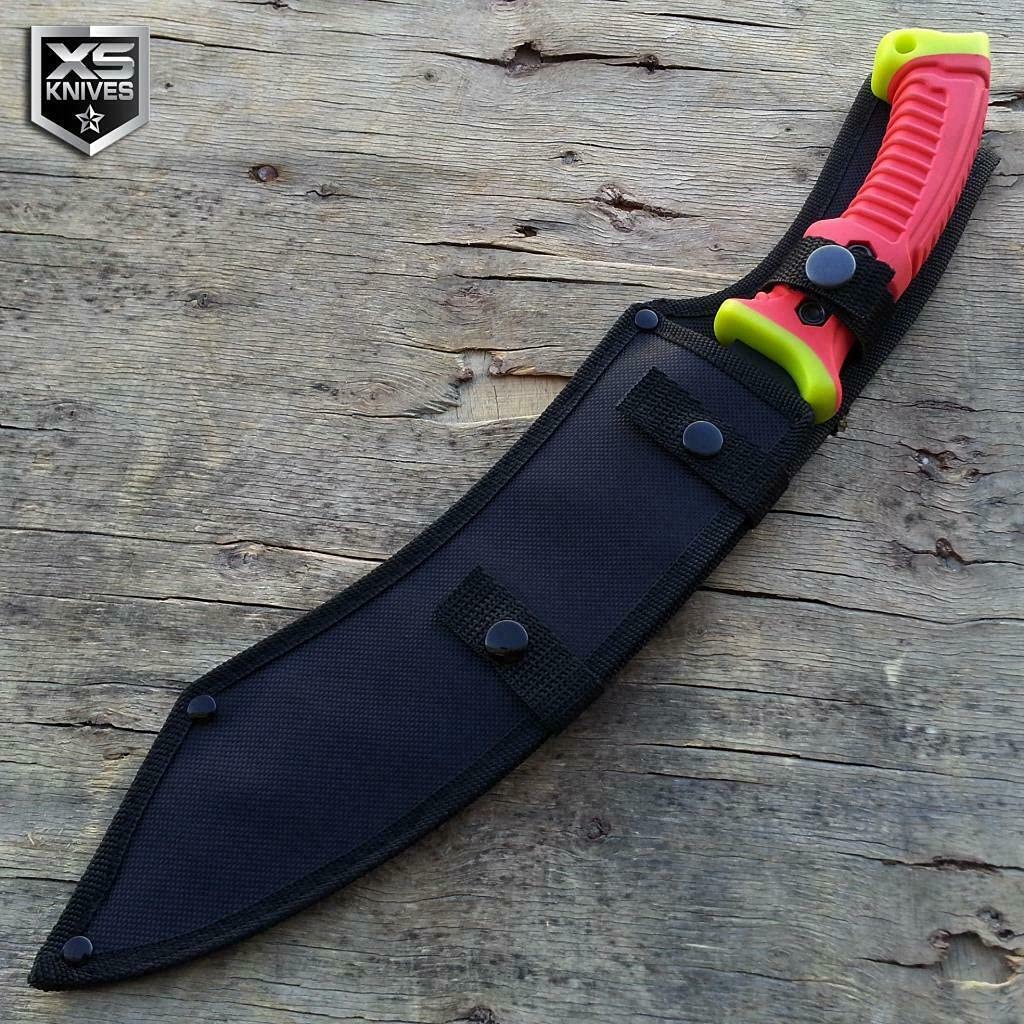 S.S. Fixed Knives 16 Full Tang Tactical Rubber Grip Knife Survival Fixed Blade Hunting Kukri