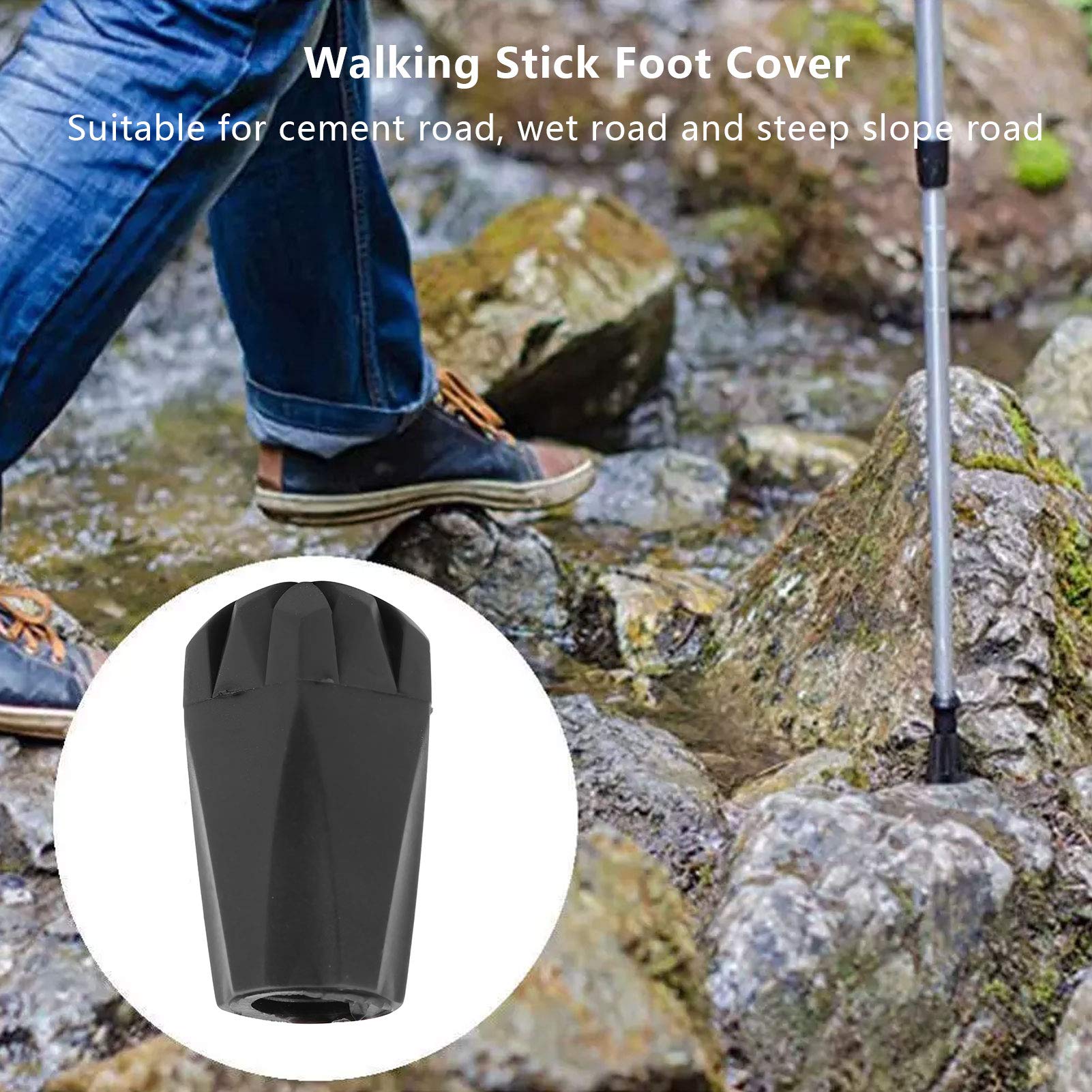 01 02 015 Walking Stick Foot Cover, Resistant to Wear Alpenstock Head Cover 10Pcs Trekking Pole Tips Walking Pole Rubber Tips for Trekking/Hiking/Walking