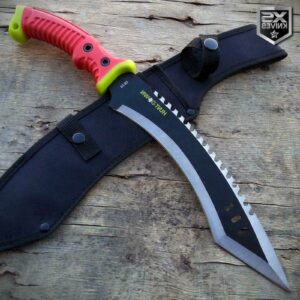 S.S. Fixed Knives 16 Full Tang Tactical Rubber Grip Knife Survival Fixed Blade Hunting Kukri