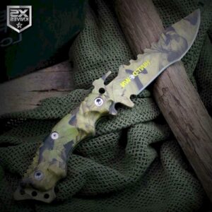 10 Camo Tactical Survival Full Tang Fixed Blade Hunting Knife Sheath