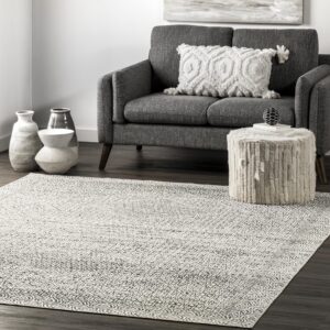 nuloom 6' x 9' spinclean machine washable stain-resistant area rug with non slip backing, low profile for living room, bedroom, and dining room, hart grey