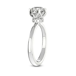 FRIENDLY DIAMONDS 1 Ct - 5 Ct IGI Certified Lab Grown Diamond Ring | 14K Or 18K White, Yellow Or Rose Gold | Blooming Petal Secret Halo Ring Valentine's Day Gift For Her | FG-VS1-VS2 Quality, 1.10 ct,