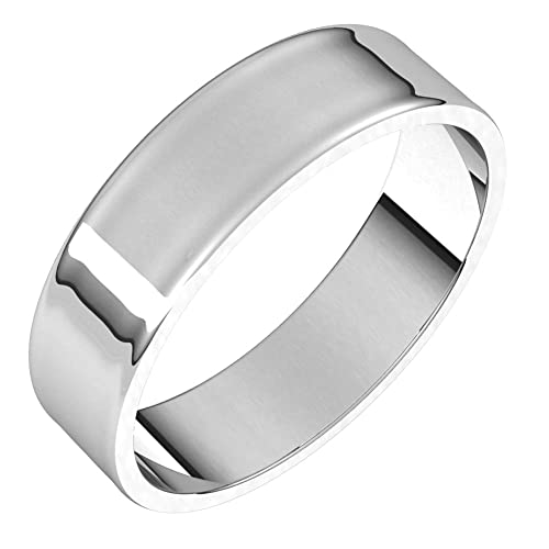 Banvari 14K White Gold 5mm Flat Ultra-Light Band Size 8| Made in USA