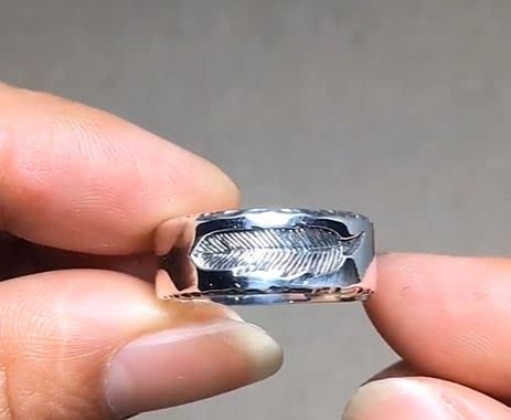 Silver Feather Ring Men Women Sterling Silver, native america indian jewelry, native american ring (8)