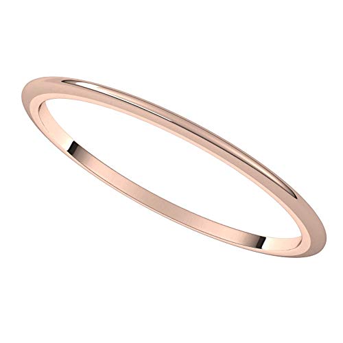 Banvari 14K Rose Gold 1mm Half Round Band Size 5.5| Made in USA