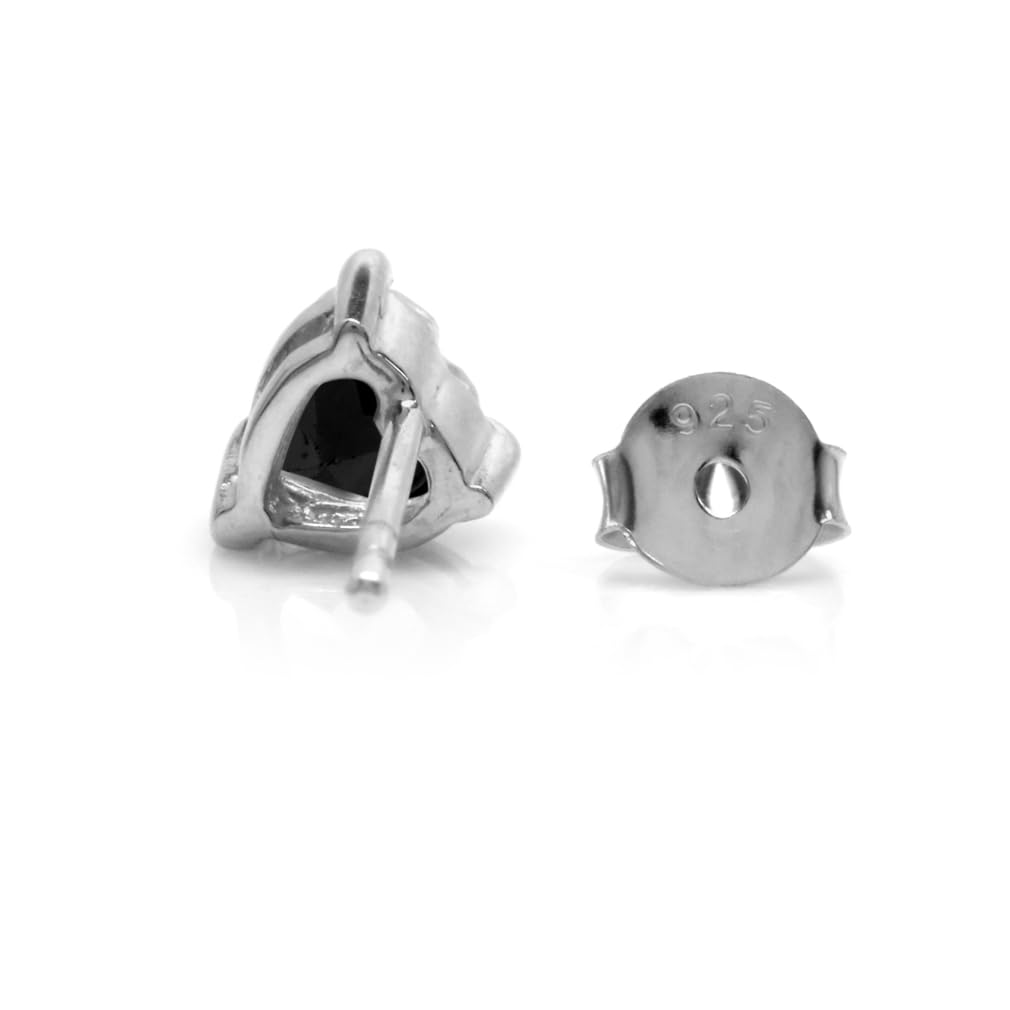 Silvershake Petite Natural 1.08ct 5 mm Heart Shape Black Onyx 925 Sterling Silver Stud Earrings Jewelry for Women Second Hole