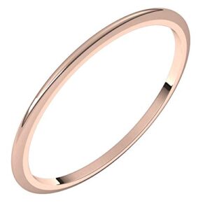 Banvari 14K Rose Gold 1mm Half Round Band Size 5.5| Made in USA