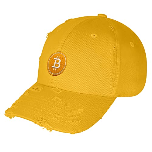 JPAK Bitcoin Vintage Dad Hat Embroidered Cap Cryptocurrency Investing Mustard