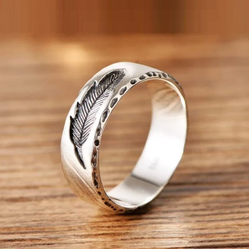 Silver Feather Ring Men Women Sterling Silver, native america indian jewelry, native american ring (8)