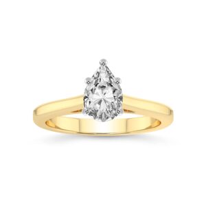 FRIENDLY DIAMONDS 1 Carat IGI Certified Pear Shape Lab Grown Diamond Ring | 14K Or 18K White, Yellow Or Rose Gold | Siran Secret Halo Diamond Engagement Ring | FG-VS1-VS2 Quality Ring