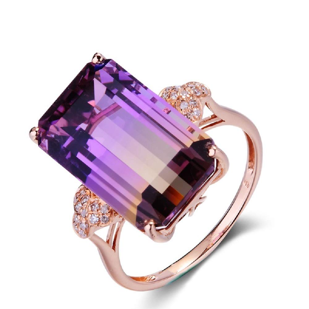 KIOYDISE Rose Gold Cushion Cut Purple Tourmaline Square Crystal Rings 925 Sterling Silver plated Micro-Inlaid Group Tourmaline Ring Anniversary Engagement Wedding Jewelry for Women (9)