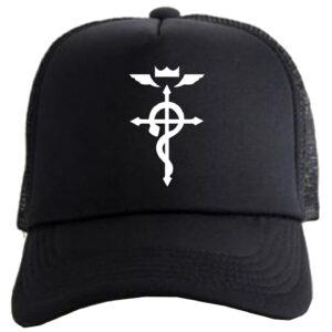 WANHONGYUE Anime Baseball Cap for Fullmetal Alchemist Men Women Adjustable Mesh Trucker Cap Snapback Plain Sun Hat 1038/1