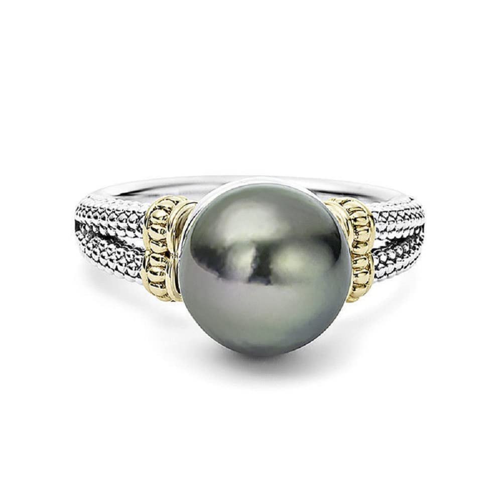 Grey Pearl Rings Spinner Ring for Women Wedding Bands for Women Sterling Silver Plated Brass Ring Individuality Cool Rings Sterling Silver Rings Anniversary Engagement Rings for Women (9)