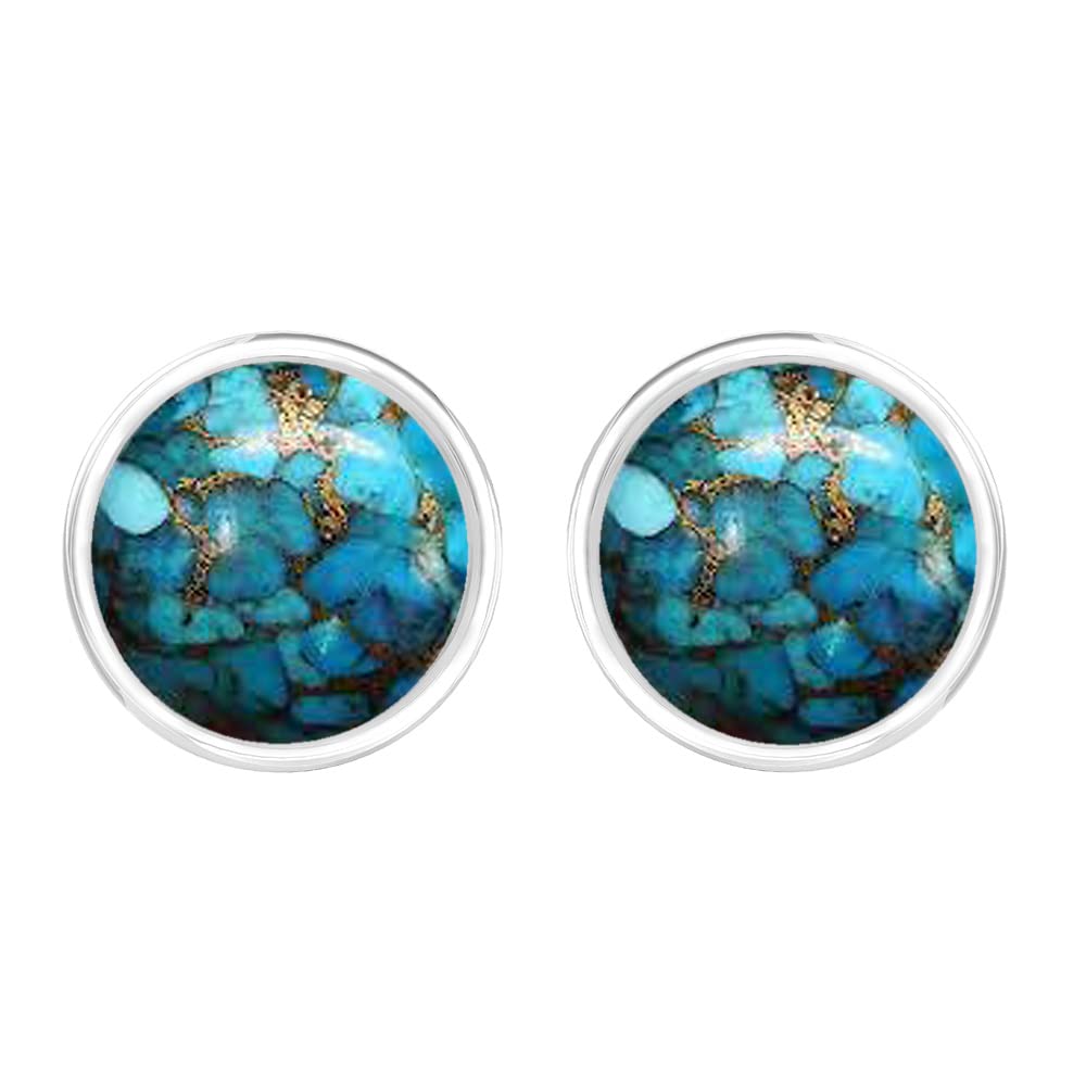 1.35Ct Blue Copper Turquoise Stud Earrings for Women Sterling Silver Blue Stone Jewelry Women's Day Gifts For Mom Wife