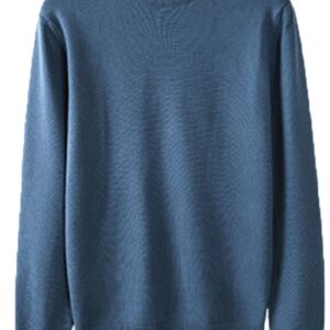 Mens Half Turtleneck Sweaters Thermal Soft Thick Knit Sweater Tops Fleece Blend Casual Long Sleeve Pullover T-Shirt (Lake Blue,X-Large)