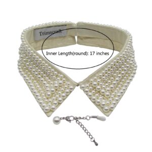 Trimscraft Statement Collar Necklace Simulated Pearl Beaded Bib Detachable False Collar Choker With Extension Chain Clothing Accessory for Women