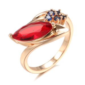 ckhao women's ring - 19mm rose gold plated red natural zircon ring women jewelry z0478red (8)