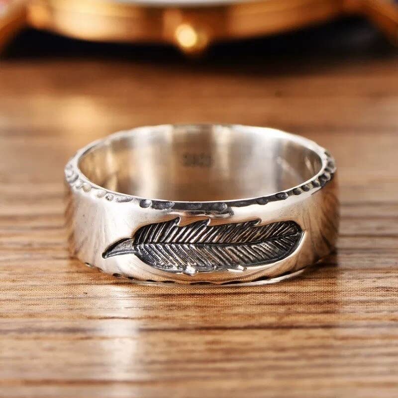 Silver Feather Ring Men Women Sterling Silver, native america indian jewelry, native american ring (8)