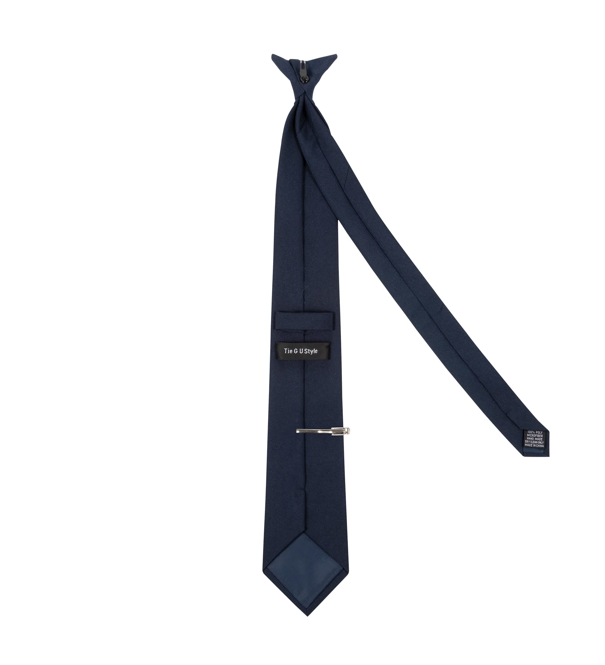 TIE G Clip on Tie for Uniform, Blade 3.30" (8.5 cm), Length 21.25" (54 cm) (Navy, Regular)