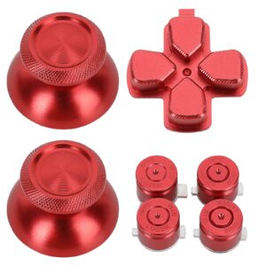 TOMSIN Metal Buttons Replacement Kit for PS5 Controller – Aluminum Thumbsticks & O X Square Triangle & Dpad Buttons Accessories Compatible with PlayStation 5 DS Controller (Red)