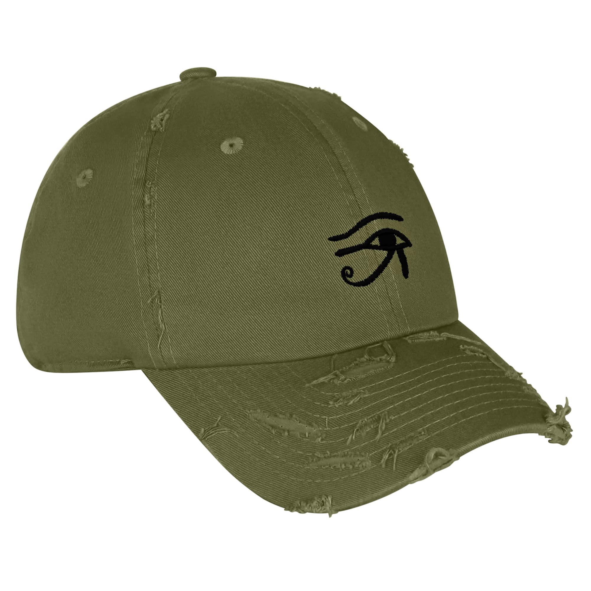 JPAK Eye of Horus Vintage Dad Hat Frayed Embroidered Cap Eyes Vision Olive Green