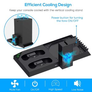 Cooling Stand with 4 Pack 1400mAh Rechargeable Battery Compatible with Xbox Series X, YUANHOT Charging Station Dock with Dual Controller Charger Ports (NOT Compatible with Xbox One X/S)