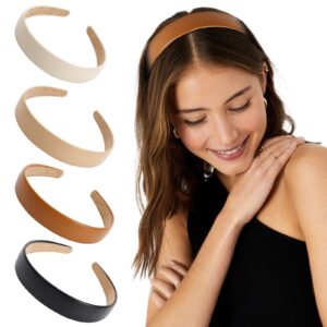 wovowovo leather headbands for women, 1inch non slip soft pu hair head bands diademas para mujer de moda cute beauty fashion hairbands hair accessories