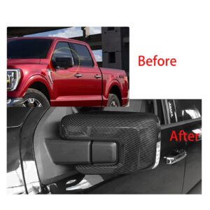 MOOTCOR ABS Carbon Fiber Style Rearview Mirror Guard Covers Door Side Moulding Decoration Trims for Ford F150 2021 2022