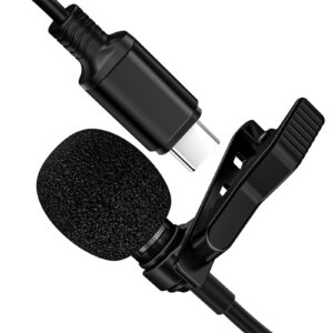 Lavalier Microphone USB C Professional Lapel Clip-on Mic Omni Condenser Little Lav Mic for Video Recording External Noise Cancel Mic for Youtube Vlog ASMR Interview on Android Type-C Device (6.6ft)