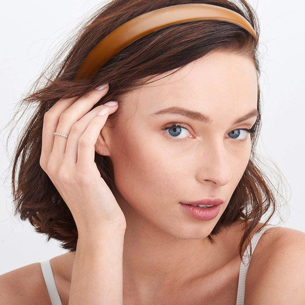 WOVOWOVO Leather Headbands for Women, 1Inch Non Slip Soft PU Hair Head Bands Diademas Para Mujer De Moda Cute Beauty Fashion Hairbands Hair Accessories