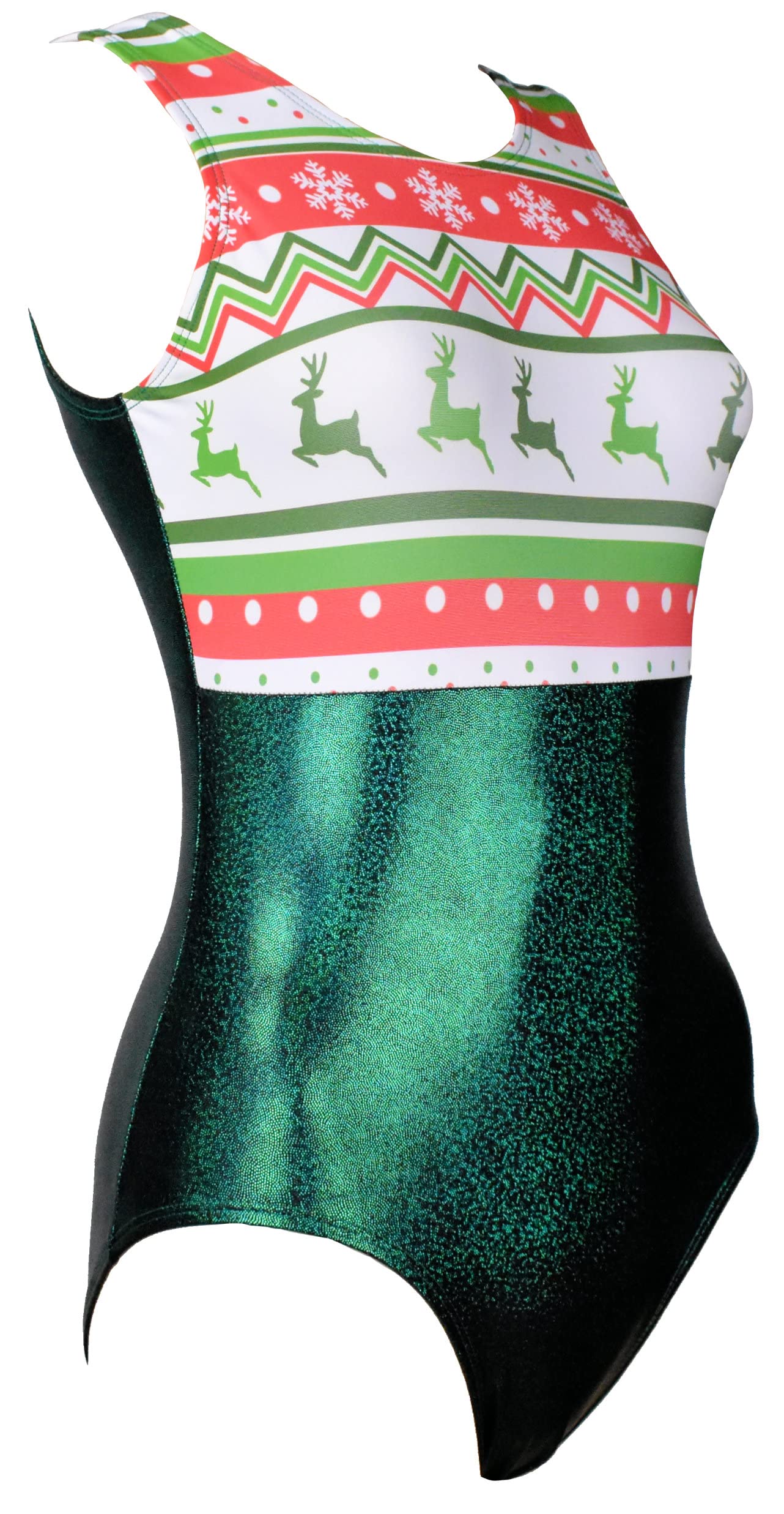 Look-It Activewear Holly Jolly Christmas Leotard for Gymnastics, Dance or Tumbling Child X-Large (size 12-14)