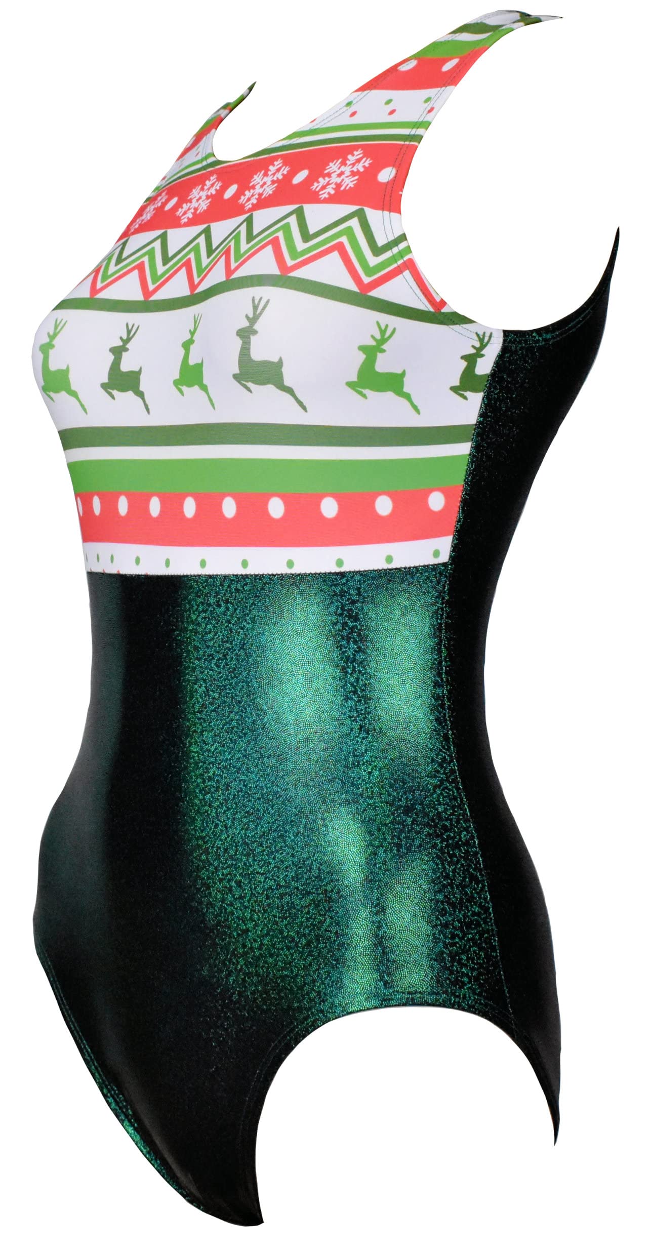 Look-It Activewear Holly Jolly Christmas Leotard for Gymnastics, Dance or Tumbling Child X-Large (size 12-14)