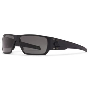 gatorz eyewear specter sunglasses - black aluminum frame with blackout logo smoked polarized lens