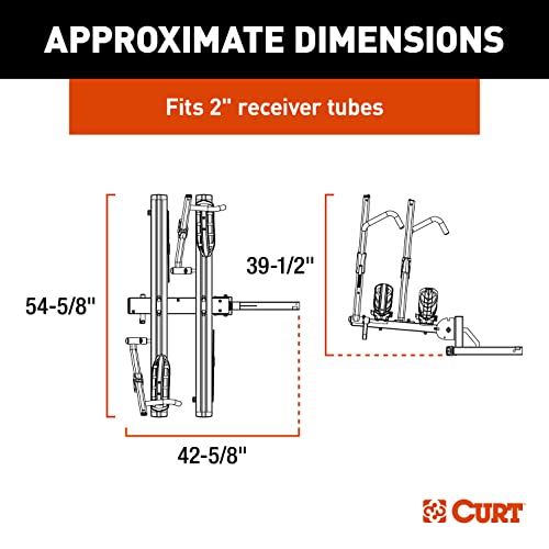 CURT 18088 Aluminum Tray-Style Platform Bike Rack Hitch Mount, Fits 2-Inch Receiver, 2 Bicycles