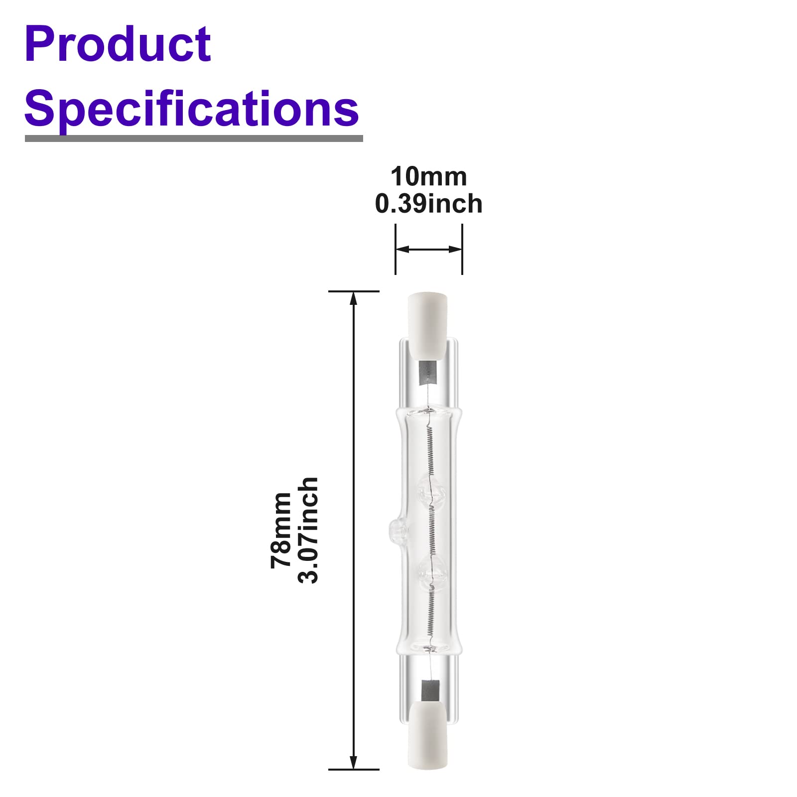 Jaenmsa R7S Bulbs,5 Pack Halogen Bulbs R7S T3 78mm 150W 120VJ Type 120 Volt Halogen Light Bulb with Long Lifespan, 3 inch Long Double Ended Light Bulb for Work, Security,Landscape Lights, Dimmable