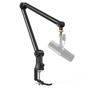 Bietrun Mic Arm Desk Mount(Longer)for Shure SM7B/MV7/Blue Yeti/Nano/Hyperx Quadcast, Adjustable 360° Rotatable Universal Heavy Duty Metal Mic Arm with 3/8" to 5/8" Adapter, Cable Trough, Headset Hook