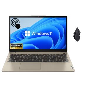 2022 newest lenovo ideapad 3i laptop, 15.6” fhd 1080p touchscreen, intel core i3-1115g4, 8gb ddr4 ram, 256gb pcie ssd, hdmi, wifi, bluetooth, hd webcam, fingerprint reader, windows 11 home, sand