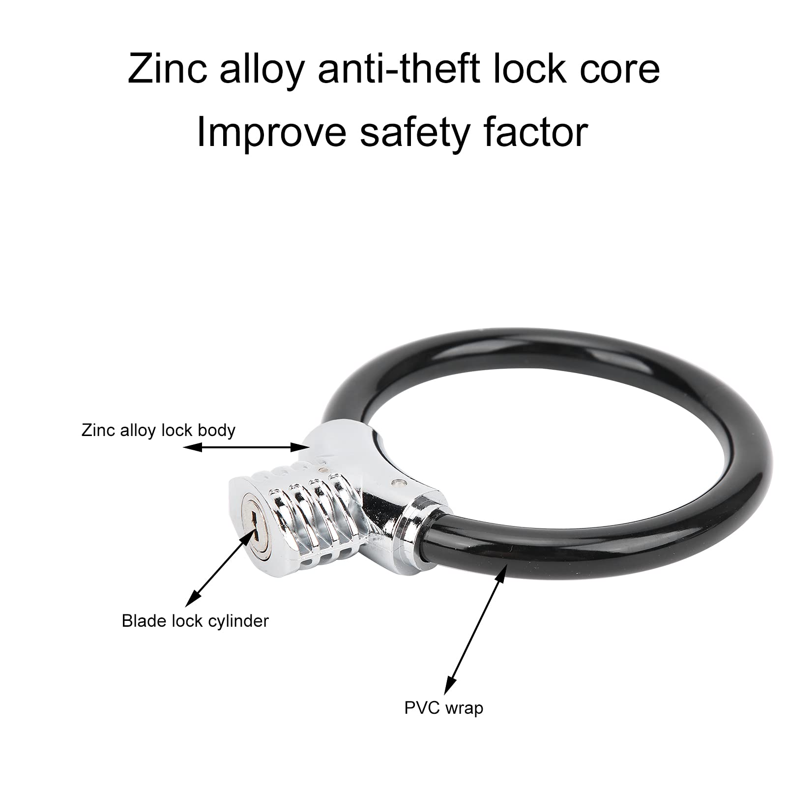 Steel Cable Lock, Portable Steel Lightweight Cycling Cable Lock Convenient with PVC Wraps the Lock Body for Bicycle Mountain