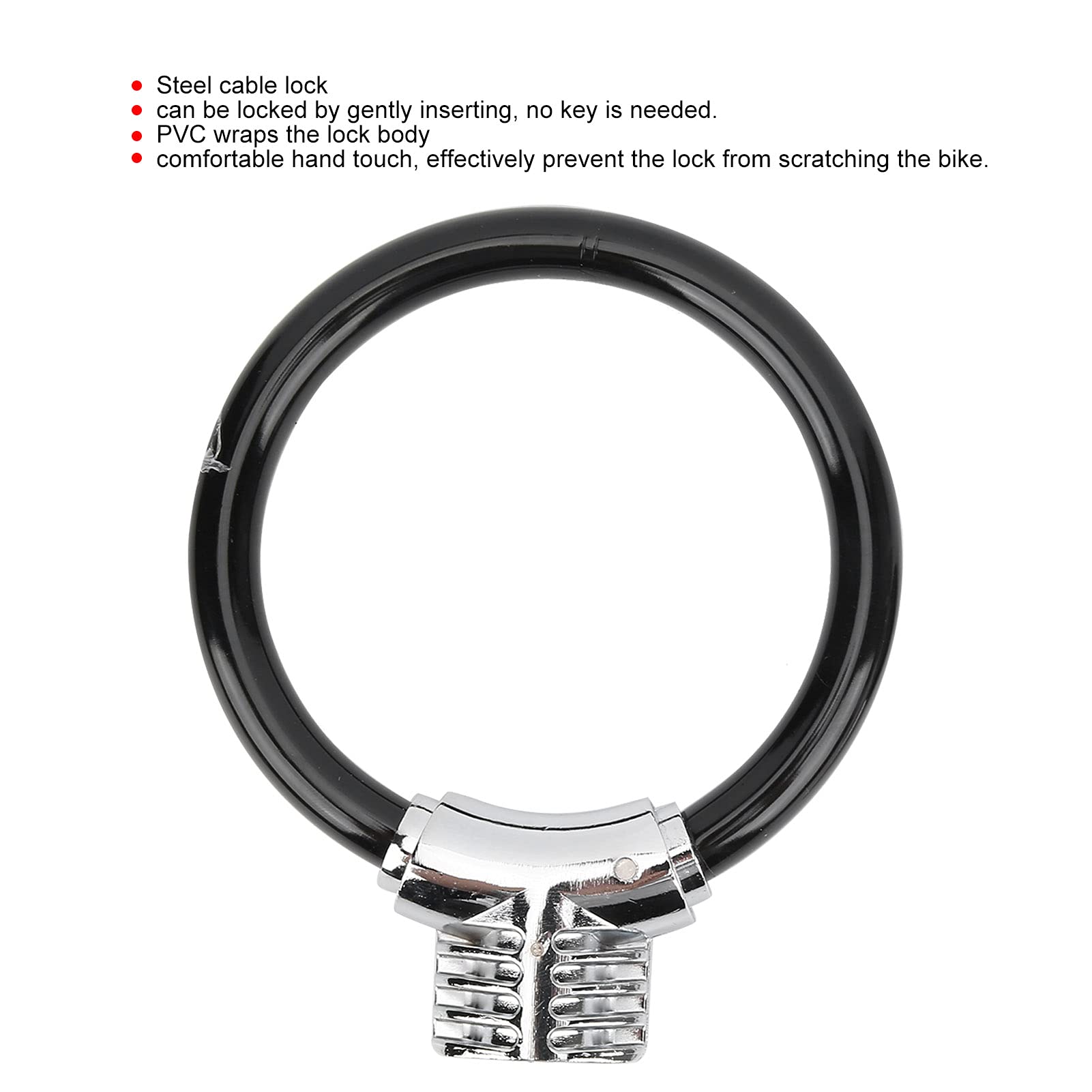 Steel Cable Lock, Portable Steel Lightweight Cycling Cable Lock Convenient with PVC Wraps the Lock Body for Bicycle Mountain