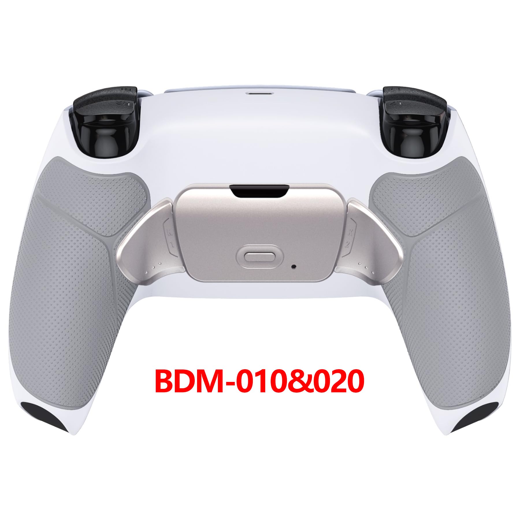 eXtremeRate Silver Real Metal Buttons (RMB) Version Rise 2.0 Remap Kit for PS5 Controller BDM-010 020 Gray Rubberized Grip Back Shell, Upgraded Programable Back Buttons Attachment for PS5 Controller