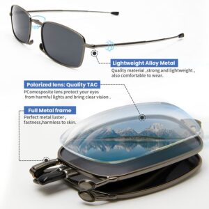 Riwissipa Folding Sunglasses, Foldable polarized Spring Hinge Travel Sunglasses for Unisex Eyeglasses Frame with Portable Case (Grey lens+)