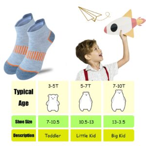 JAMEGIO Boys Socks 12 Pairs Ankle Athletic Sock Half Cushion Low Cut socks for Little Big Kids Size Age 3-10 Years(5-7 Years)