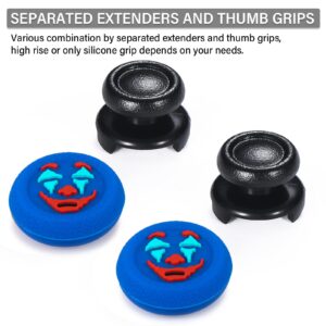 Playrealm FPS Thumbstick Extender & Texture Rubber Silicone Grip Cover 2 Sets for PS5 & PS4 Controller (Joker Blue)