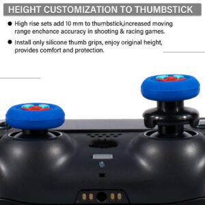 Playrealm FPS Thumbstick Extender & Texture Rubber Silicone Grip Cover 2 Sets for PS5 & PS4 Controller (Joker Blue)