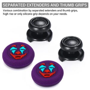 Playrealm FPS Thumbstick Extender & Texture Rubber Silicone Grip Cover 2 Sets for PS5 & PS4 Controller (Joker Purple)