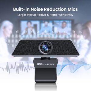 Enther & MAXHUB 4K Stream Webcam with Microphone,Autoframing,Ultra 4K HD Video Calling,Noise-Canceling mic,HD Auto Light Correction,Wide Field of View,Works with Microsoft Teams,Zoom,Google Voice