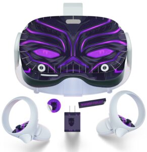 black cat purple helmet skin wrap decal for oculus quest 2 vinyl and easy to apply - detailed video instructions included